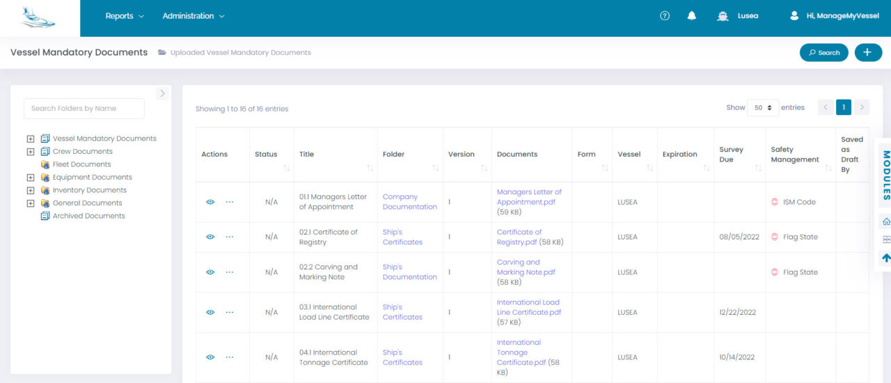 Documents Manage My Vessel