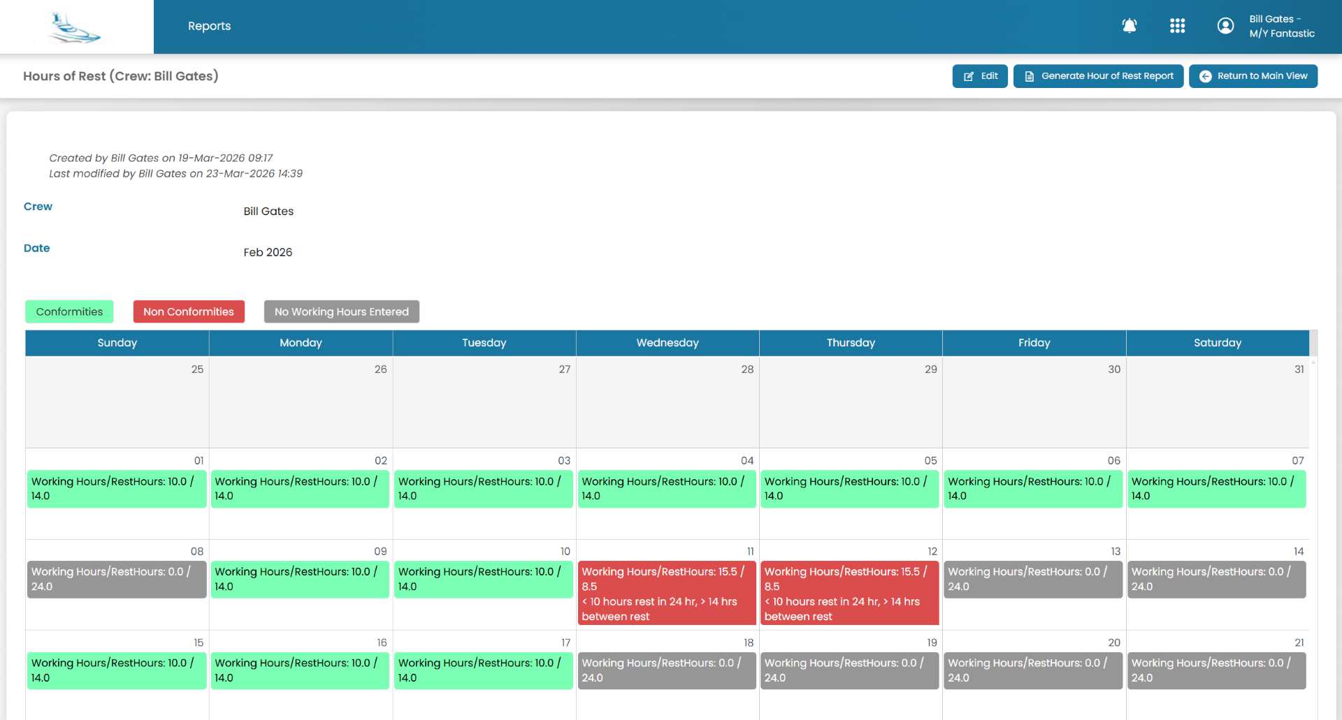 crew hours of rest software