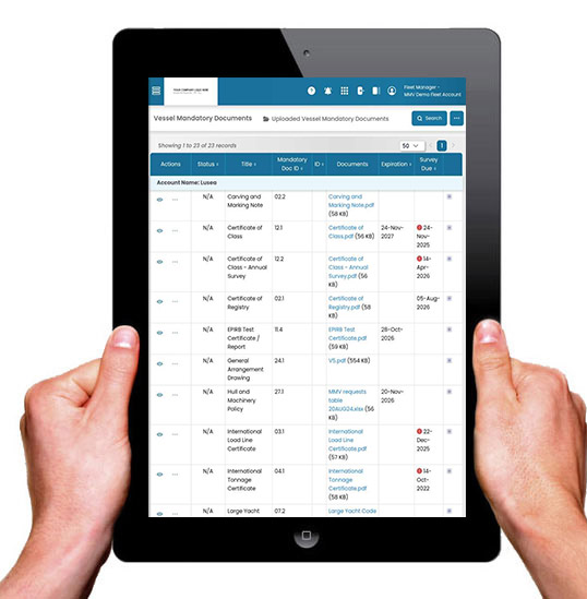 Yacht document storage